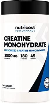 Nutricost Creatine Monohydrate 3,000mg, 180 Capsules (750mg Per Capsule) - Gluten Free, Non-GMO