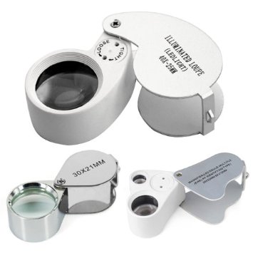 TRIXES 3 Set Jewellers Glass Magnifier Lens 30, 40, Double 30/60 LED Light Loupe