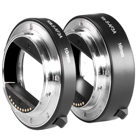 Neewer Metal AF Auto-focus Macro Extension Tube Set 10mm&16mm for Sony NEX E-mount Camera NEX 3/3N/5/5N/5R/A6000/A6300 and Full Frame A7 A7S/A7SII A7R/A7RII A7II