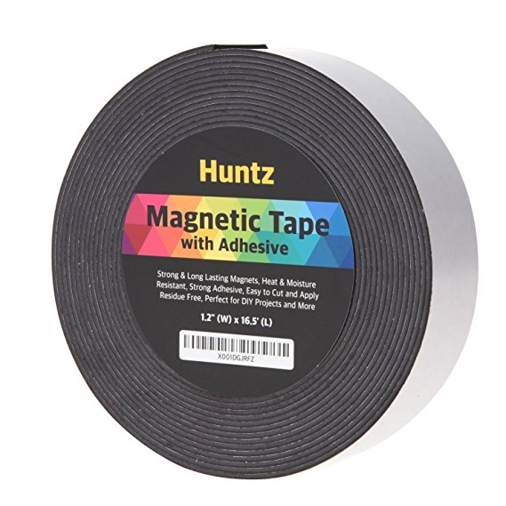 Huntz Flexible Magnetic Tape, Self- Adhesive(1.2inch x 16.5ft) / Strong & Flexible / Easy to Cut