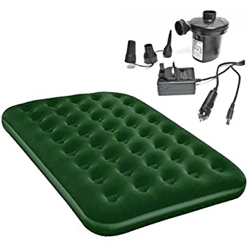 Single Or Double Inflatable Airbed With Dual Power 12v And 240v Fast Electric Air Bed Inflator Pump (Double Bed With Pump)