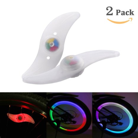 LE LED Bike Wheel Lights Waterproof RGB 3 Light Mode Options Bicycle Spoke Lights Used for Safety and Warning Pack of 2 Units Blue Red Green Colorful