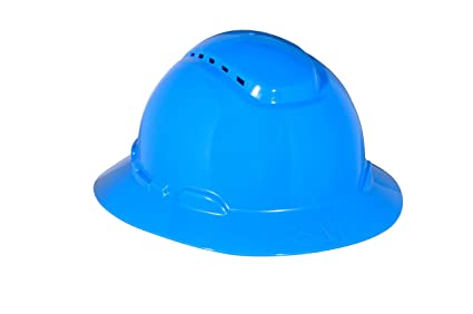 3M Full Brim Hard Hat H-803V, Blue 4-Point Ratchet Suspension, Vented