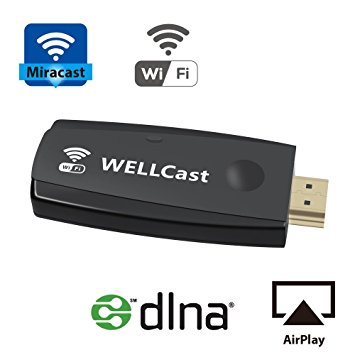 HDMI WiFi Miracast Dongle Adapter Receiver Mirroring Streaming the Video Audio Picture from iPhone iPad iOS 6.0 above Andorid 5.0 above devices to HDTV and Projector (with HDMI Extension Cable)