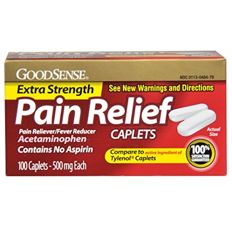 GoodSense Acetaminophen Extra Strength, Pain Reliever/Fever Reducer Caplets, 500 mg, 100 Count