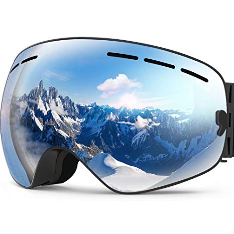 Zionor X Ski Snowboard Snow Goggles OTG Design for Men Women with Spherical Detachable Lens UV Protection Anti-fog