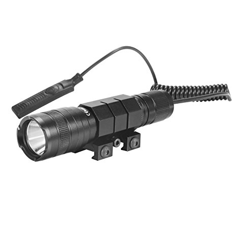 OxyLED TL-01 Tactical Flashlight with Tail Mount and Pressure Swith, Rechargeable Batteries   AC Charger   Charger Base included, Black