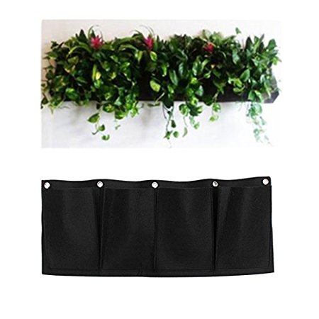 Amgate 4 Pockets Wall Hanging Planter Bags Wall-mounted Growing Bags for Indoor/outdoor