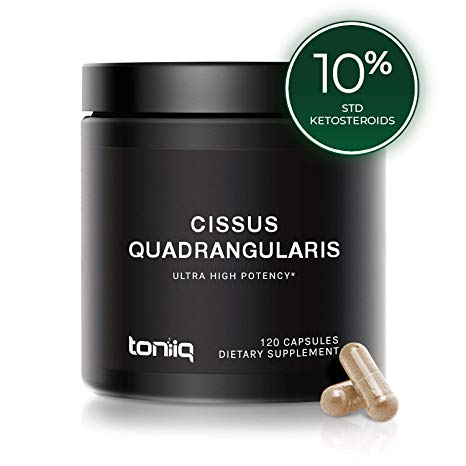 Ultra High Strength Cissus Quadrangularis Capsules - 10% Ketosteroids - 1200mg 100x Concentrated Extract - Wild Harvested in India - The Strongest Cissus Joint and Tendon Support Available - 120 Caps