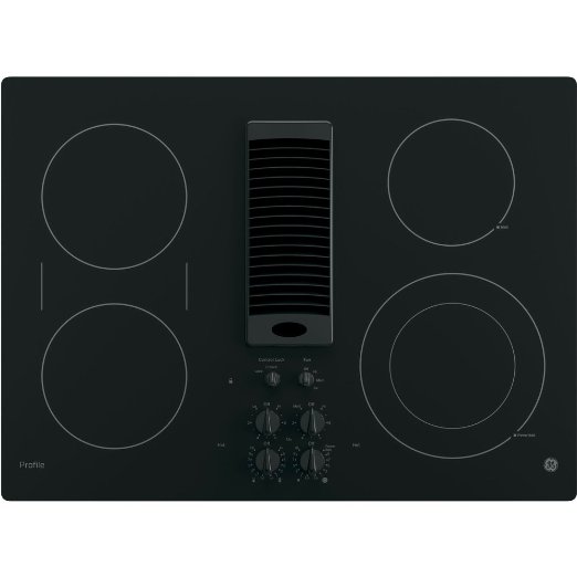 GE Profile 30" Black Electric Cooktop With Downdraft