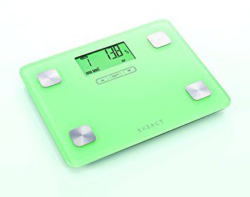 EXZACT EX602 Mini Body Analyser/ Portable Electronic Weighing Scale/ Digital Bathroom Scale - Body Fat / Hydration / Muscle - 12 user memory - 150 kg / 330 lb (Green)