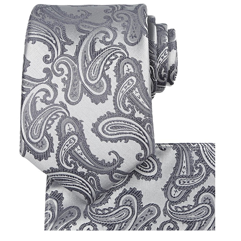 KissTies Mens Tie Set: Paisley Necktie   Pocket Square Hanky   Gift Box