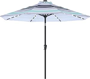 ABCCANOPY Durable Solar Led Patio Umbrellas with 32LED Lights 9FT (Blue Purple Stripes)