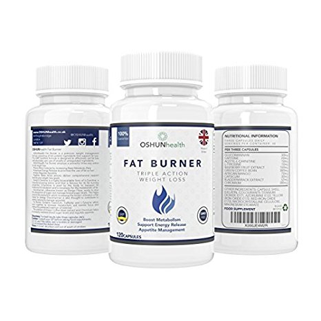 Fat Burner Pills | Max Strength Slimming and Weight Loss Pills | Glucomannan (Konjac Fibre), L-Carnitine, L-Tyrosine, Green Coffee Bean, African Mango, Chromium | Triple Action Thermogenic Appetite Suppressant Diet Pills for Burning Fat | 100% Safe & GMP Certified | OSHUNhealth | Limited Time Introductory Offer