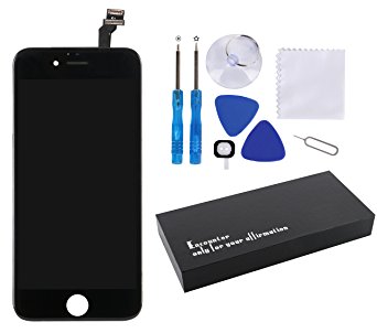 Glob-Tech iPhone 6 LCD Display Screen Replacement Touch Digitizer Full Assembly for iPhone 6 with Free Professional Screen Protector and Repair Tools Set, iPhone 6 Black