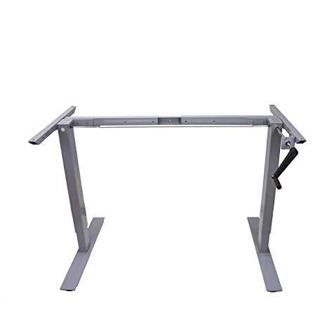 Anthrodesk Sit to Stand Height Adjustable Standing Desk (Silver Manual Crank Frame)