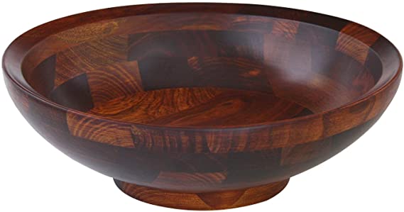 Mountain Woods Cherry Finish Footed Bevelled Rim Wood Serving Bowl for Fruits or Salads | Decorative Bowl | Perfect for Gift - 15"x 5"