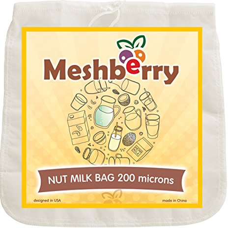 Nut Milk Bag - Juice & Cottage Cheese & Greek Yogurt Strainer - Fine Mesh Nylon Cheesecloth - Reusable & Durable 12"X12" 200 Microns