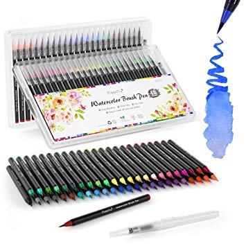 Watercolor Brush Pens, Magicfly 48 Colors Brush Pens Set with 1 Refillable Water Pens, Water Color Pens with Flexible Nylon Brush Tips for Watercolor Painting