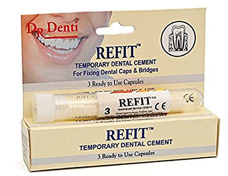 THREE PACKS Dr Denti Refit Temporary Dental Cement 3 Ready To Use Capsules