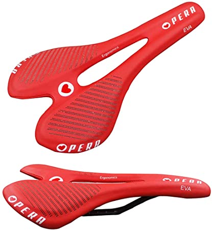 Opera Bike Saddle- The New Road Full Carbon Fiber   Leather Saddle Mountain Bike Red Seat Cushion Bicycle Saddle Accessories - 1 Pcs