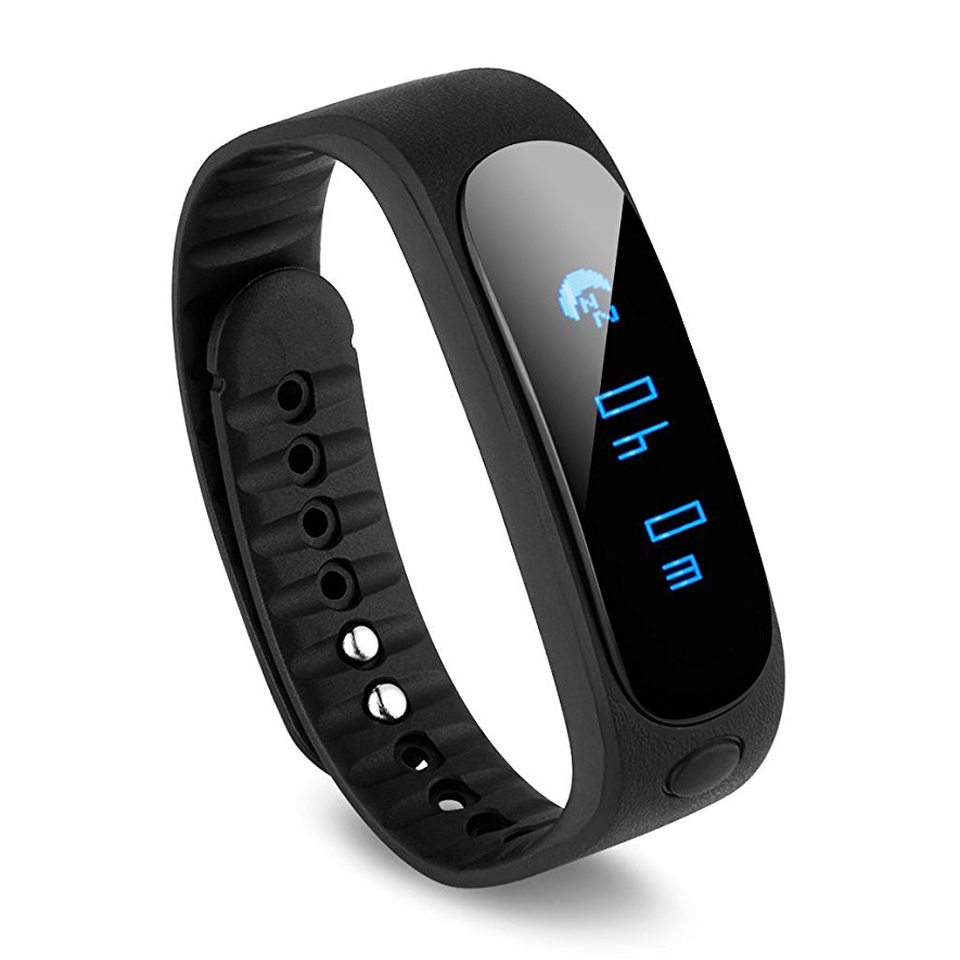 Fitness Pedometer Tracker IP67 Waterproof Bluetooth Sports Bracelet Activity Tracker with Steps Counter Sleep Monitoring Calories Track for Sports Fitness Gift (black)