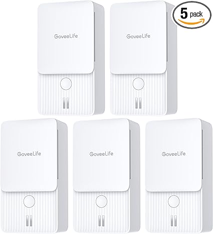 GoveeLife Water Leak Detectors 5 Pack, 100dB Adjustable Audio Alarm and Leak and Drip Alerts, Detector for Home, Bedrooms, Basement, Warehouse, Cabin/RV