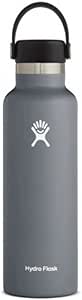 HYDRO FLASK - Gourde Isotherme 709 ml (24 oz) - Bouteille Inox à Isolation Sous Vide - Bouchon Antifuite et Revêtement par Poudre - Sans BPA - Ouverture Standard - Stone