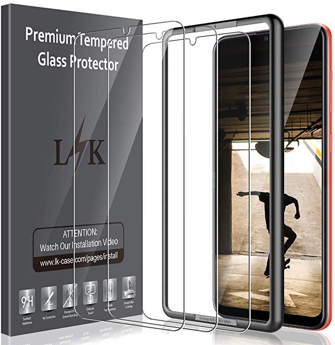 LK [3 Pack] Screen Protector for Samsung Galaxy A20 Tempered Glass (New Version) Easy Frame Installation Anti-Scratch, 9H Hardness, Case Friendly