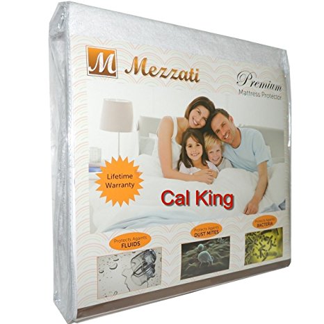 Mezzati #1 Premium Hypoallergenic Mattress Protector – ON SALE - Waterproof, Dust Mite Proof, Vinyl Free - High Quality - Best, Softest Protector Ever! Lifetime Warranty! (Cal King)