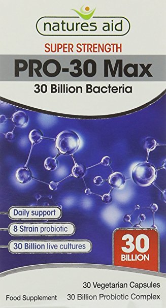 Natures Aid PRO-30 Max (30 Billion Daily Probiotic) - Pack of 30 Vegetarian Capsules