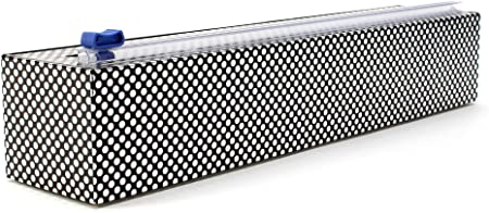 Chicwrap Silver Dots Refillable Plastic Wrap Dispenser/Slide Cutter and 250' of Professional BPA Free Plastic Wrap