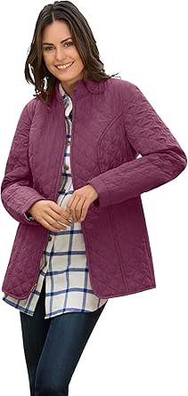 Woman Within Plus Size Zip-Front Quilted Jacket Quilted Lightweight Coat