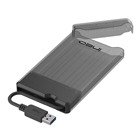 ineo 2.5" USB 3.0 Tool-less External Hard Drive Enclosure for 2.5 inch 9.5mm & 7mm SATA HDD SSD with UASP Supported and Screwless - Grey [T2573]
