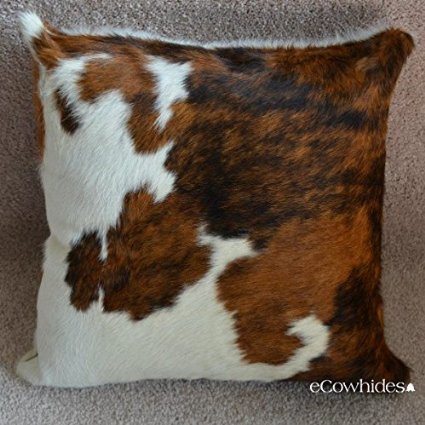 Cowhide Pillow Tricolor Cow Hide Cushion Decorative Throw Pillows (Single Side) By Ecowhides