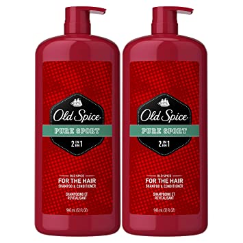 Old Spice, Shampoo and Conditioner 2 in 1, Pure Sport for Men, 32 fl oz, Twin Pack