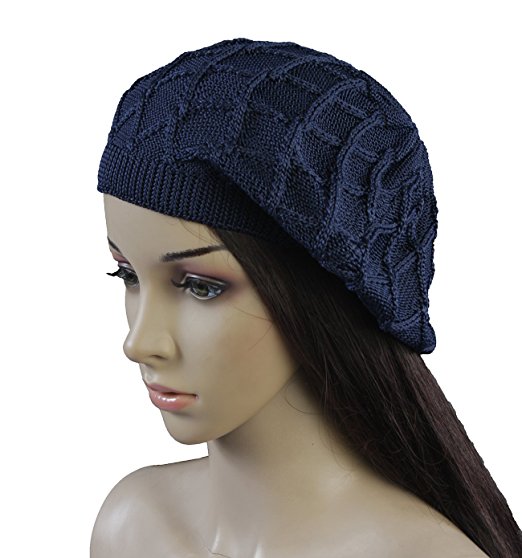 Womens Fashion Warmer Knit Beret Hats Solid Color Beanie Hats