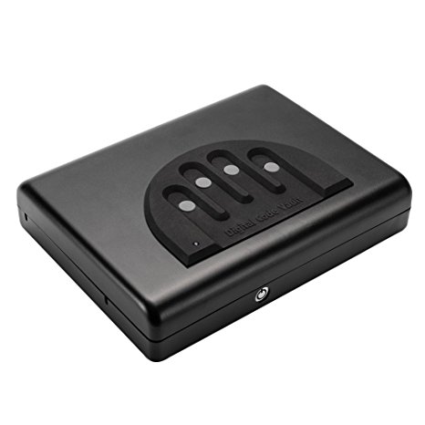 RPNB Pistol Safe, Quick Access Digital Fits 2-Guns – Solid Steel Pistol Safe - Digit Code Lock Box, 4-Digit Pin Keypad Finger Faceplate Black, Measures 11" x 9" x 2", 5 Year Warranty