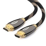BasAcc High-Speed HDMI Nylon Braided Cable with Ethernet 3 Feet 09m - Supports 3D 4K and Audio Return Channel Latest Version BlackGold
