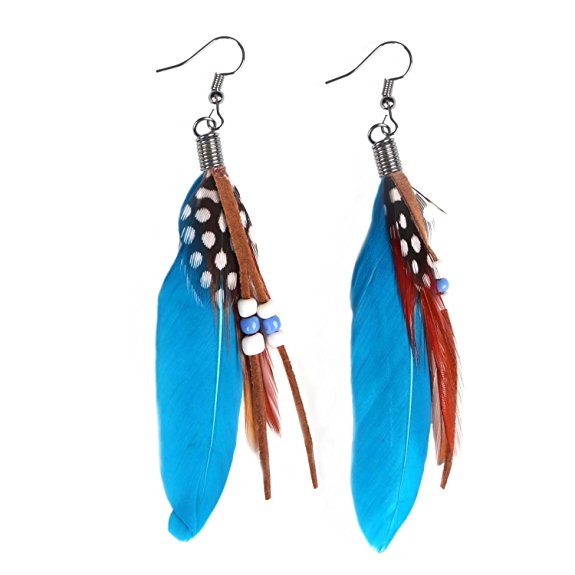 Christmas gift! KISSPAT Cute Handmade Natural Goose Feather Earrings