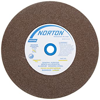 Norton Bench and Pedestal Abrasive Wheel, Type 01 Straight, Aluminum Oxide, 1" Arbor, 6" Diameter, 3/4" Thickness, Fine Grit (Pack of 1)