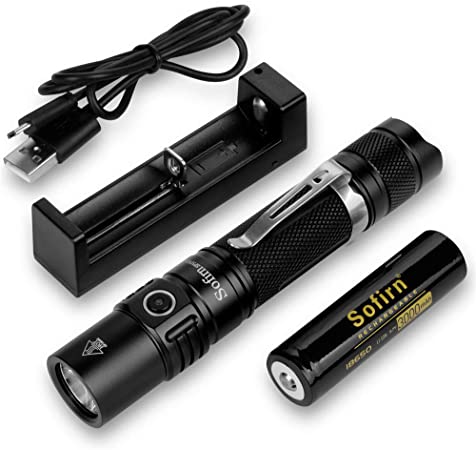 Sofirn LED Torch, SP31 V2.0 Tactical Flashlight 1200 Lumen with Powerful XPL HI LED, Rechargeable Battery and Charging Slot