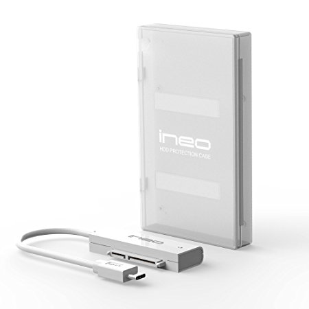 ineo USB 3.1 Gen 2 Type C (10Gbps) to 2.5" SATA III Hard drive Adapter Cable (SATA to USB converter) with case for 2.5 inch 9.5mm & 7mm SATA HDD SSD [C2501 III cPlus]