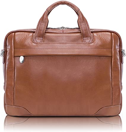 McKleinUSA S Series, BRONZEVILLE, Pebble Grain Calfskin Leather, Medium Leather Laptop & Tablet Briefcase, Brown (15484), 15 L x 3 W x 11 H