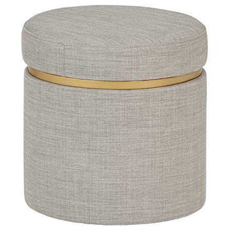 Rivet Asher Modern Storage Ottoman, 15.75"W, Fabric, Light Grey