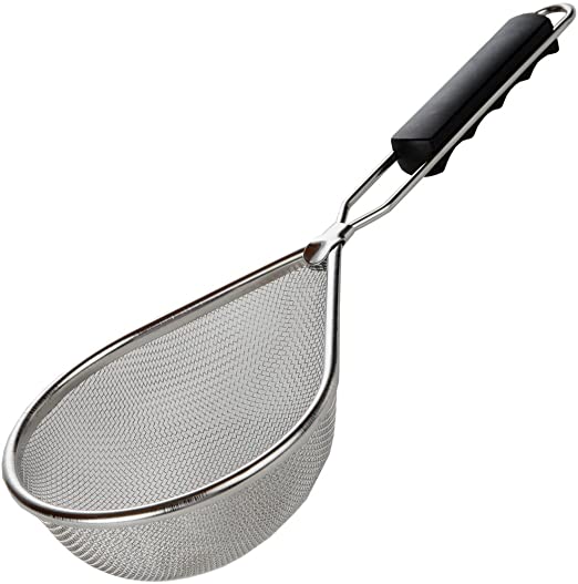 Home-X - Stainless Steel Mesh Teardrop Food Strainer & Food Scoop, Perfect for Ladling, Funneling, or Straining Your Favorite Foods