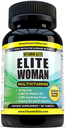 Elite Woman Multivitamins - Advanced Womens Multivitamin with Iron, Vitamin K2 and Vitamin D3 - 90 Tablets