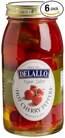 DeLallo Red Hot Cherry Peppers, 25.5-Ounce Jars (Pack of 6)