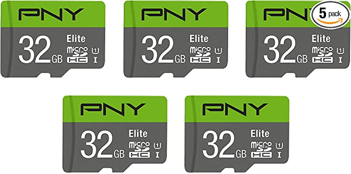 PNY 32GB Elite Class 10 U1 microSDHC Flash Memory Card 5-Pack - 100MB/s, Class 10, U1, Full HD, UHS-I, Micro SD