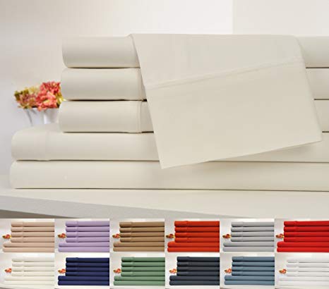 OrganicPro 100% Organic Cotton Bed Sheet Set 6 Piece Cotton Sheets Set (King, Ivory)